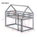Twin over Twin Rubber Wood Floor Bunk Bed, with ladder,Guardrails,House-Shaped-Bunk Bed,Grey - DTYStore