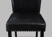 2pc Transitional Upholstered Side Chair with Nailhead Trim Black Faux Leather Upholstery Tufted Nail-head Dining Room Wooden Furniture - DTYStore