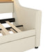 Twin Size Daybed with Trundle, Upholstered Daybed with Charging Station and LED Lights, Beige - DTYStore