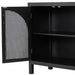 Large Storage Space Sideboard with Artificial Rattan Door and Metal Handles for Living Room and Entryway (Black) - DTYStore