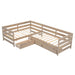 Twin Size L-shaped Platform Bed with Three Storage Drawers, Natural - DTYStore