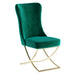 PrimeNest Noblesse Collection Upholstered Gold Legged Dining Chair, Set of 2, Green - DTYStore