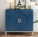 Simple Storage Cabinet Accent Cabinet with Solid Wood Veneer and Metal Leg Frame for Living Room, Entryway, Dining Room (Navy) - DTYStore