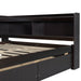 Full Size L-shaped Bookcases Bed with Power Outlets, USB Charging Ports,Two Drawers,Espresso - DTYStore