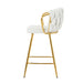 Modern design High stool Gold Plated legs Kitchen Dining White linen bar chair, suitable for Cafe Bar Restaurant (set of 2) - DTYStore