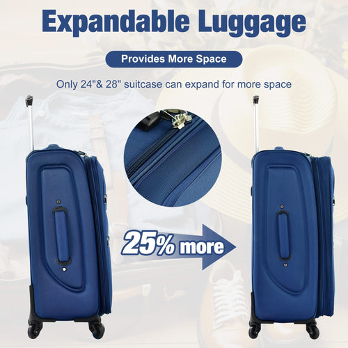 Softside Luggage Expandable 3 Piece Set Suitcase with Duffel Bag Upright Spinner Softshell Lightweight Luggage Travel Set - Image 55