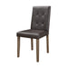 Side Chairs 2pc Set Walnut Brown Finish Wood Frame Faux Leather Back and Seat - DTYStore