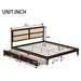 King Size Bed with Rattan Headboard, Two Storage Drawers, Rubber Wood Bed with Enhanced Support Salts and Feet,Espresso - DTYStore