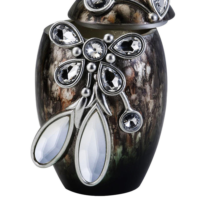 11.25" Tall Polyresin Decorative Jewelry Box "Balleria", Crystal and Glass Accent - DTYStore