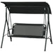 Outsunny 3-Seat Outdoor Patio Swing Chair with Removable Cushion, Steel Frame Stand and Adjustable Tilt Canopy for Patio, Garden, Poolside, Balcony, Backyard, Black 1 - DTYStore