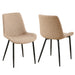 Beige Leathaire Dining Chairs Set of 2,Mid-Century Modern Leathaire Chairs Kitchen Living Room Armless Side Chair with Metal Legs Set Of 2 - DTYStore