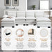 Modern U-shaped Sectional Sofa with Waist Pillows, 6-seat Upholstered Sleeper Couch - DTYStore