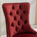 Nikki Collection Modern, High-end Tufted Solid Wood Contemporary Velvet Upholstered Dining Chair with Golden Stainless Steel Plating Legs,Nailhead Trim,Set of 2,Wine Red and Gold, SW1601WR,Burgundy - DTYStore
