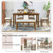 6-Piece Kitchen Dining Table Set Wooden Rectangular Table, 4 Chairs and Bench Family Furniture - DTYStore