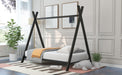 House Bed Tent Bed Frame Twin Size Metal Floor Play House Bed with Slat for Kids Girls Boys , No Box Spring Needed Black