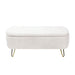 Ivory White Storage Ottoman Bench for End of Bed Gold Legs, Modern Ivory White Faux Fur Entryway Bench Upholstered Padded with Storage for Living Room Bedroom - DTYStore