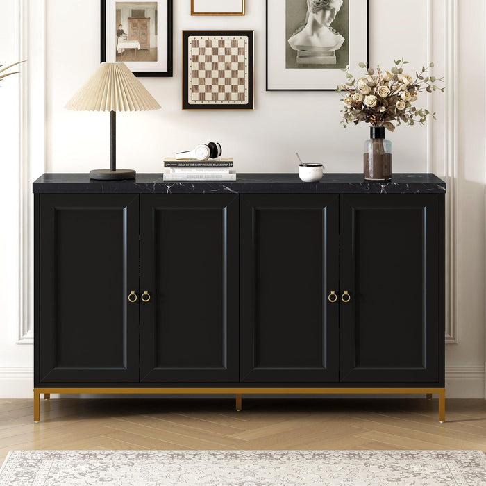 Modern Sideboard with Extra Large Storage Space with Metal Handles and Support Legs for Living Room and Dining Room (Black) - DTYStore