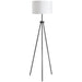 59.75" Tripod Floor Lamp with Pull Chain Standing, Fabric Lampshade E26 Lamp Holder Steel for Living Room, Bedroom, Office, Black - DTYStore