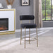 Woker Furniture Modern Sherpa Counter Height Stools Set of 2, Uphsoltered 26' Seat Height Barstools with Brushed Brass Metal Legs Round Low Back Kitchen Stools with Footrest for Dining Room, Black - DTYStore