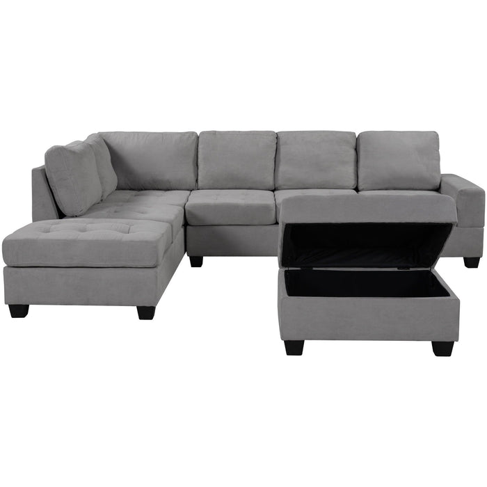 Orisfur. Modern Sectional Sofa with Reversible Chaise, L Shaped Couch Set with Storage Ottoman and Two Cup Holders for Living Room