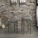 Transitional Gray Faux Leather Seat 29-inch Pub Height Stools Set of 2, Antique Gray Finish Solid Wood Frame - DTYStore