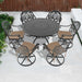 7-Piece All-Weather Cast Aluminum Dining Set, Include 6 Swivel Chairs and 47.24' Round Table With Black Frame - DTYStore