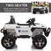 Big Size 53"L 2-Seater 12V Police Car Ride-on Truck with Remote Control and Siren, Battery-Operated Electric Car for Kids with Suspension, MP3 Player, Lights, Music, Horn, White - DTYStore