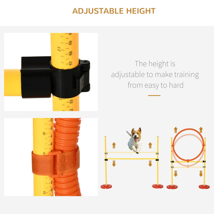 4-Piece Dog Agility Training Equipment Doggie Obstacle Course with Tunnel, Hurdle Bar, Hoop, Weave Poles, and Easy Carry Case - DTYStore