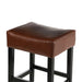 Set of 2, 26.75' Backless Leather Counter Height Barstool, Brown - DTYStore