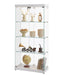 4-Tier Glass Display Cabinet, Double Door Glass Cabinet, Four Partitions, Two Locks, Floor Standing Storage Cabinet for Living Room, Bedroom, Showroom and Office, White, 31.5"L x 14.2"W x 66.3"H - DTYStore