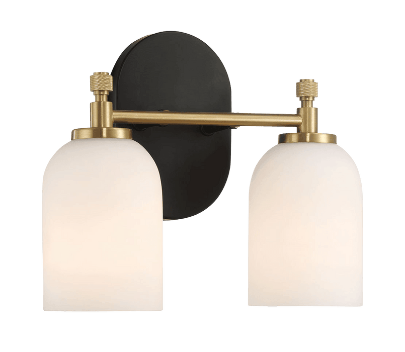 Vortex Two Lights Vanity in Traditional Style for Over Bathroom Mirror Wall Sconce 12.25"W Ãƒâ€” 10.125"H Ãƒâ€” 5.5"E With White Frosted Glass