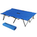 Outsunny 2 Person Folding Camping Cot for Adults, 50' Extra Wide Outdoor Portable Sleeping Cot with Carry Bag, Elevated Camping Bed, Beach Hiking, Blue - DTYStore