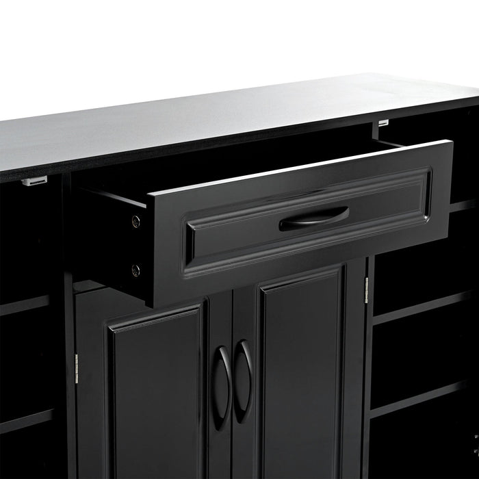 Sleek and Modern Shoe Cabinet with Adjustable Shelves, Minimalist Shoe Storage Organizer with Sturdy Top Surface, Space-saving Design Side Board for Various Sizes of Items, Black - DTYStore