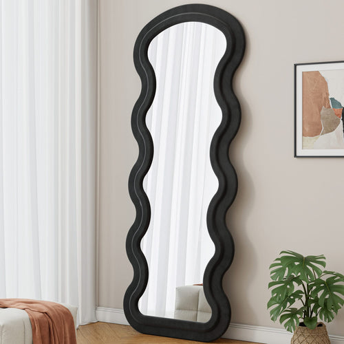 Flannel Full Length Wave  Floor Mirror  for Bedroom living room Hanging or Against The Wall black - Image 6