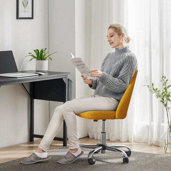 Armless Home Office Desk Chair with Wheels Adjustable Swivel Task Computer Vanity Chair for Small Spaces - DTYStore
