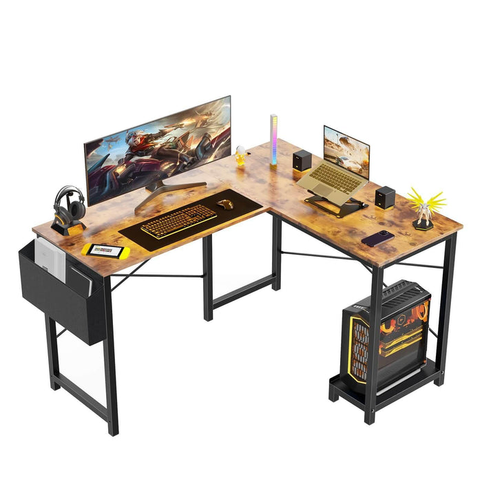L Shaped Gaming Desk,Brown - DTYStore