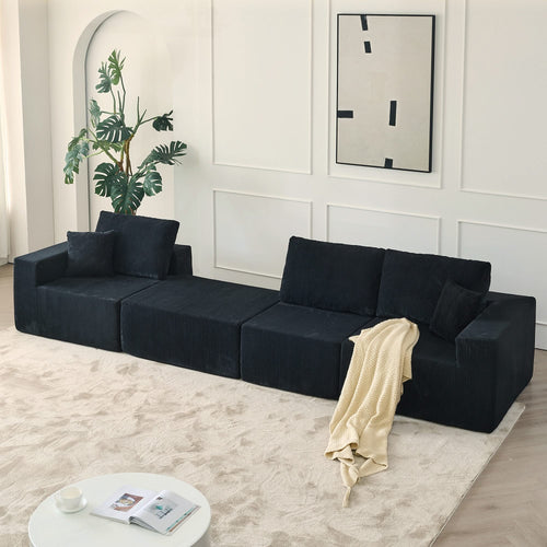 110' Cloud Modular Sectional Sofa,Boneless Couch, No Assembly, 3 seater with Ottoman & 2 Pillows, Perfect for Living Rooms and Bedrooms - Image 4