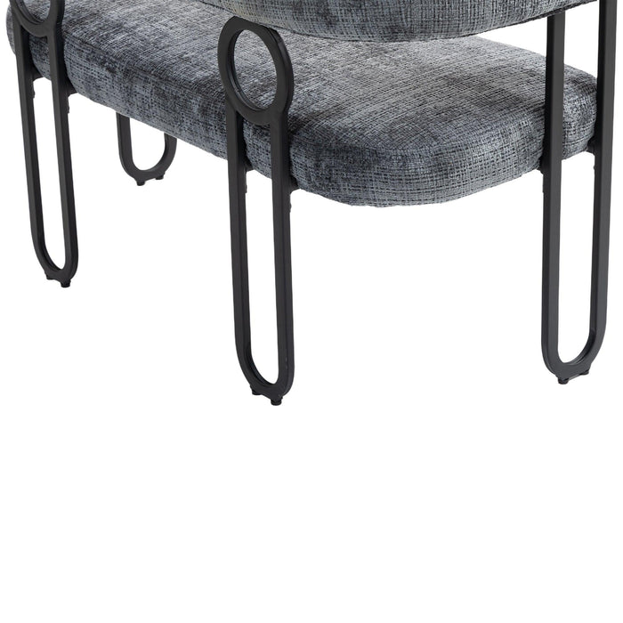 Modern Loveseat 2 Seater Sofa Chenille Fabric Couch with Arms and Metal Legs for Living Room, Home Office, Studio (Gray Chenille) - DTYStore