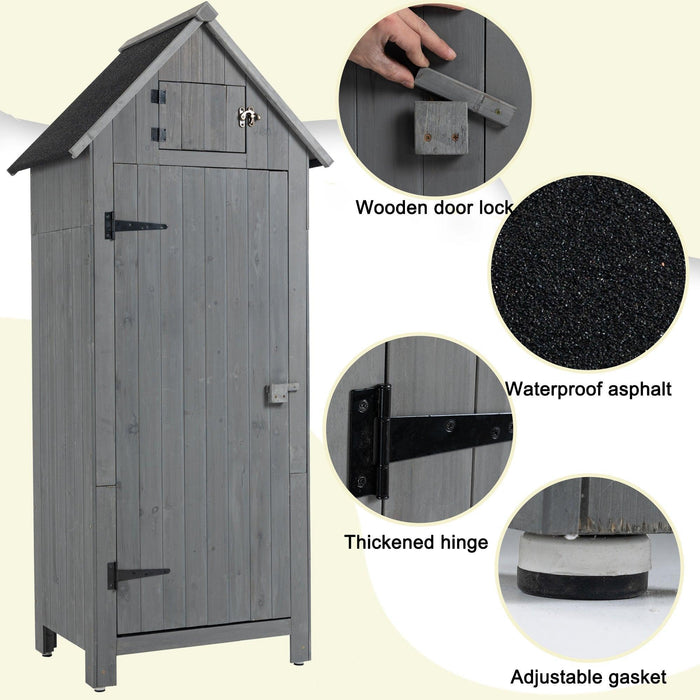 30.3"L X 21.3"W X 70.5"H Outdoor Storage Cabinet Tool Shed Wooden Garden Shed - DTYStore