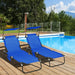 Outsunny Folding Chaise Lounge Pool Chairs, Outdoor Sun Tanning Chairs with Canopy Shade, Reclining Back, Steel Frame and Side Pocket for Beach, Yard, Patio, Blue - DTYStore