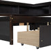 Full Size L-shaped Bookcases Bed with Power Outlets, USB Charging Ports,Two Drawers,Espresso - DTYStore