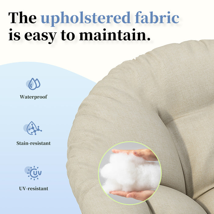 40" Ergonomic Wicker Chair with Cloud Thick Density Fabric Cushion,3-proof Cover,High Capacity Iron Frame,Fluid 360 Degree Swivel for Reading,Living Room, Bedroom,Lounge,Natural Base,2 Colors