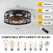 Caged Ceiling Fans with Lights Black, 20 inch Flush Mount Ceiling Fan Light, Farmhouse Small Ceiling Fan with Light Fixture, Reversible Fan for Bedroom(E26 Bulbs Included) - DTYStore
