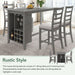5-Piece Multi-Functional Rubber Wood Counter Height Dining Set with Padded Chairs and Integrated Wine Compartment - DTYStore