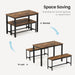 Dining Table Set, Bar Table with 2 Dining Benches, Kitchen Table Counter with Chairs, Industrial for Kitchen Breakfast Table, Living Room, Party Room, Rustic Brown and Black,43.3″L x23.6″W x 29.9″H - DTYStore