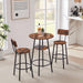Round Bar Stool Set With Shelves, Stool With Backrest Rustic Brown, 23.6'' Dia x 35.4'' H - DTYStore