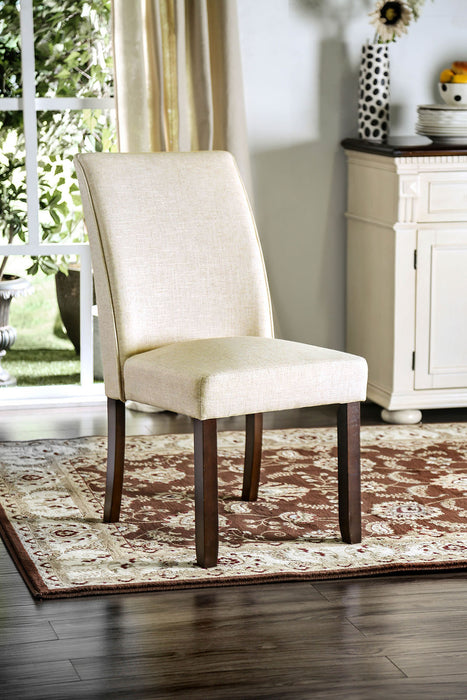 Classic Contemporary Ivory Fabric Set of 2 Chairs Only Kitchen Dining Room Furniture Espresso Solid wood Frame Cushion seat Chairs - DTYStore