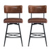 26''Retro Swivel Counter Stools Set of 2,Brown Counter Stools with iron Frame,PU Sponge cushion,Footrest,suitable for Kitchen/Bedroom/Dining Room. - DTYStore