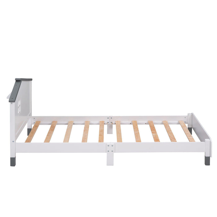 Twin Size Wood Platform Bed with House-shaped Headboard - DTYStore