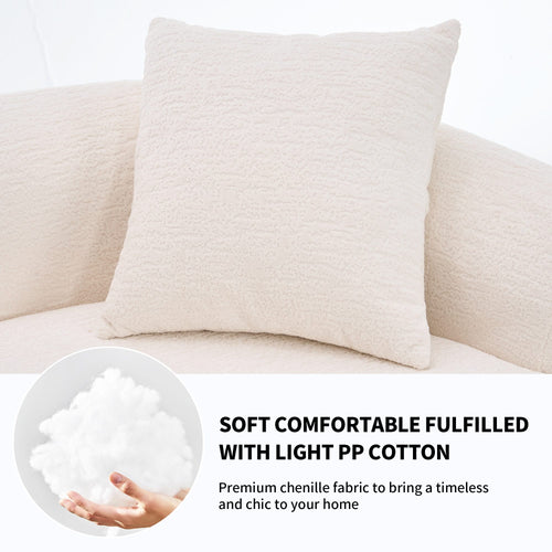 LY-025 Full Compression Sponge Sofa Cloud White Curved Modular Sectional 30D High-Density Chenille Sleeper Couch 110'L - Image 5